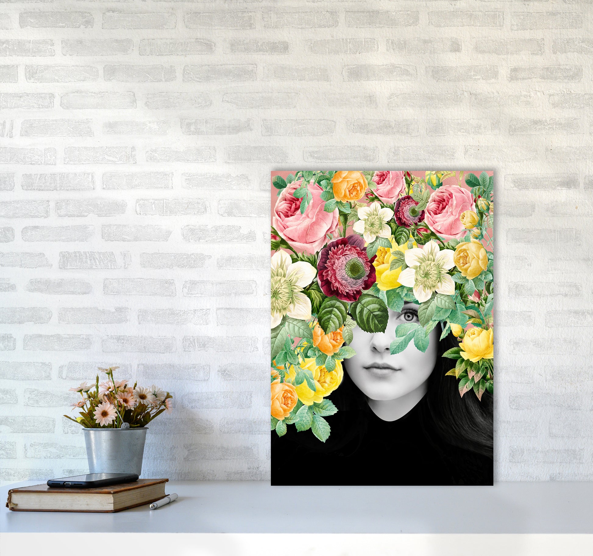 The Girl And The Flowers II Art Print by Seven Trees Design A2 Black Frame