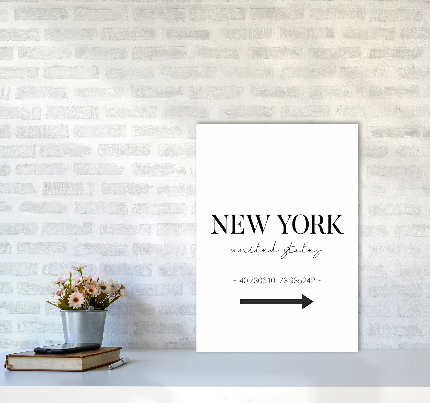 To New York Sign Art Print by Seven Trees Design A2 Black Frame