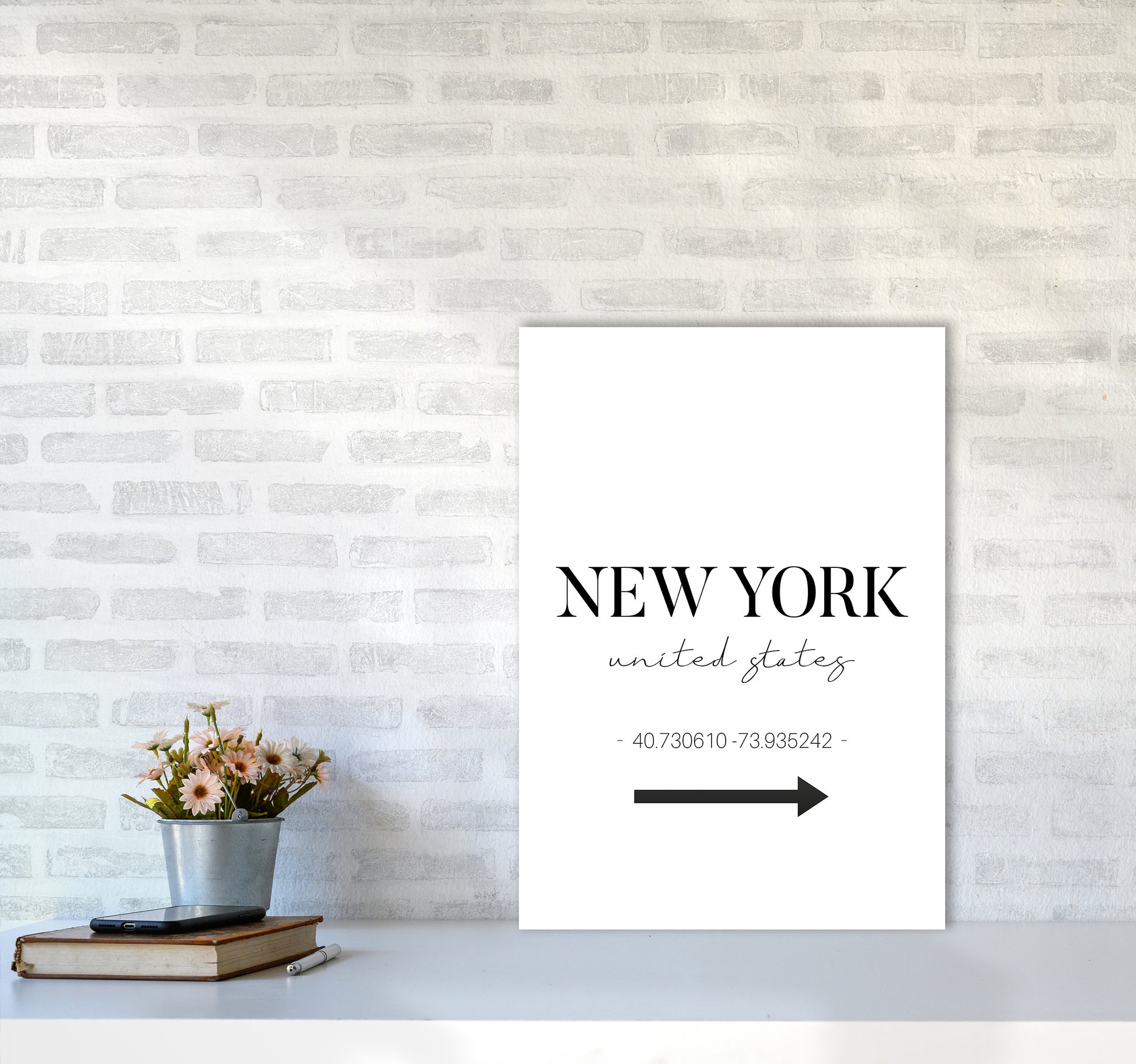 To New York Sign Art Print by Seven Trees Design A2 Black Frame