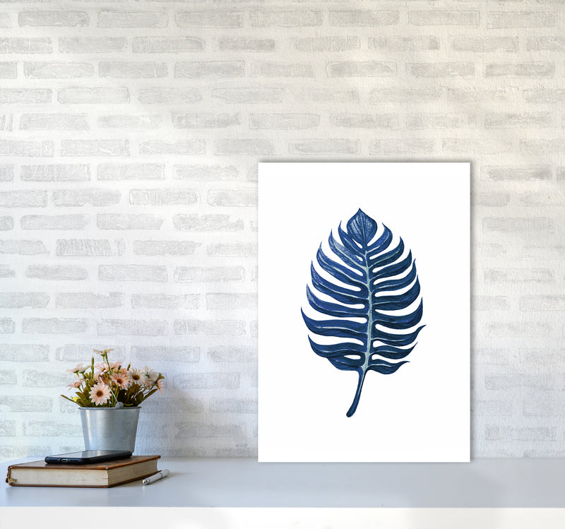 Watercolor Blue Leaf II Art Print by Seven Trees Design A2 Black Frame