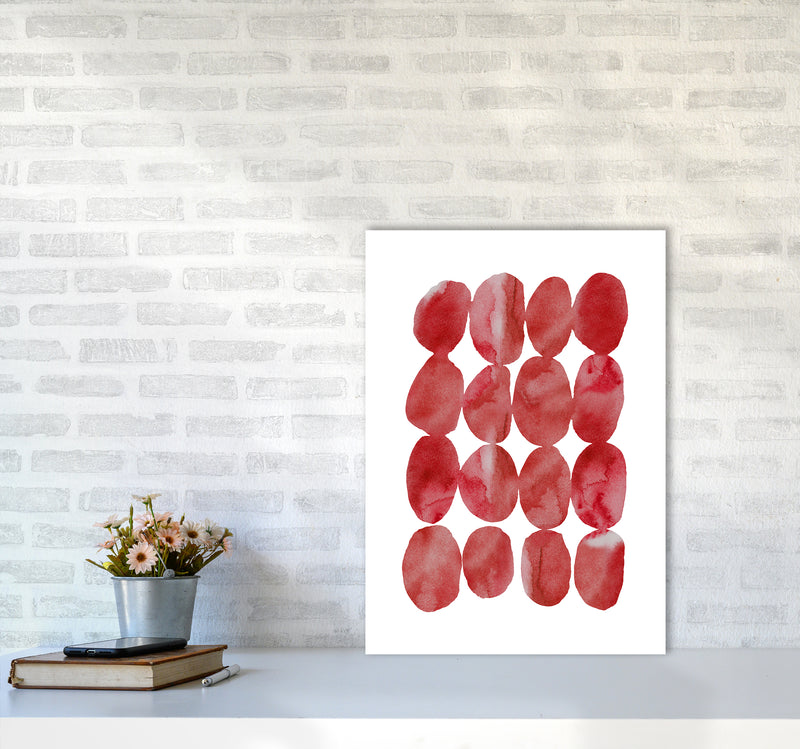 Watercolor Red Stones Art Print by Seven Trees Design