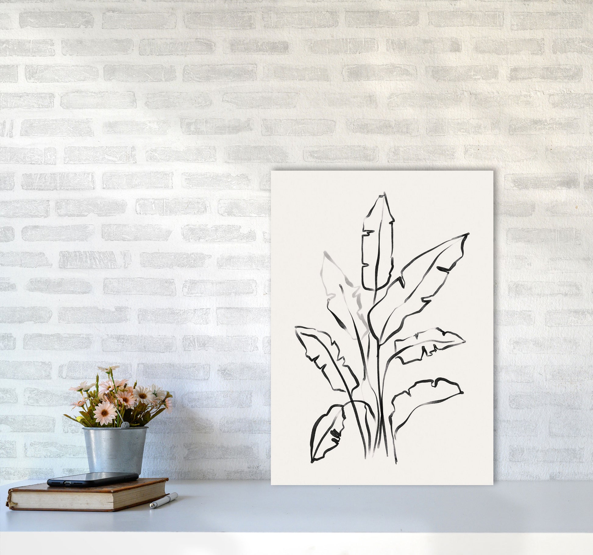 Banana Leafs Drawing Art Print by Seven Trees Design A2 Black Frame