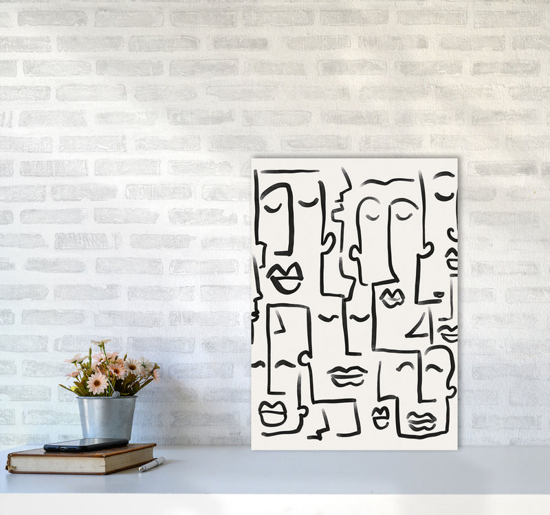 Faces Drawing Art Print by Seven Trees Design A2 Black Frame
