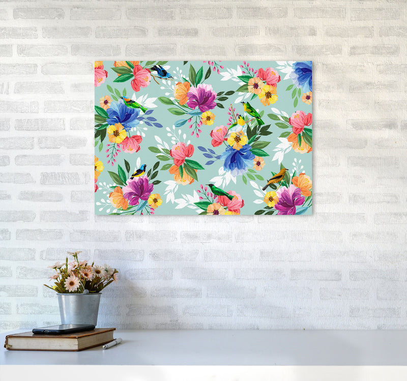 flowers birds Art Print by Seven Trees Design A2 Black Frame
