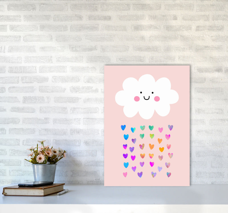 Happy Cloud Art Print by Seven Trees Design A2 Black Frame