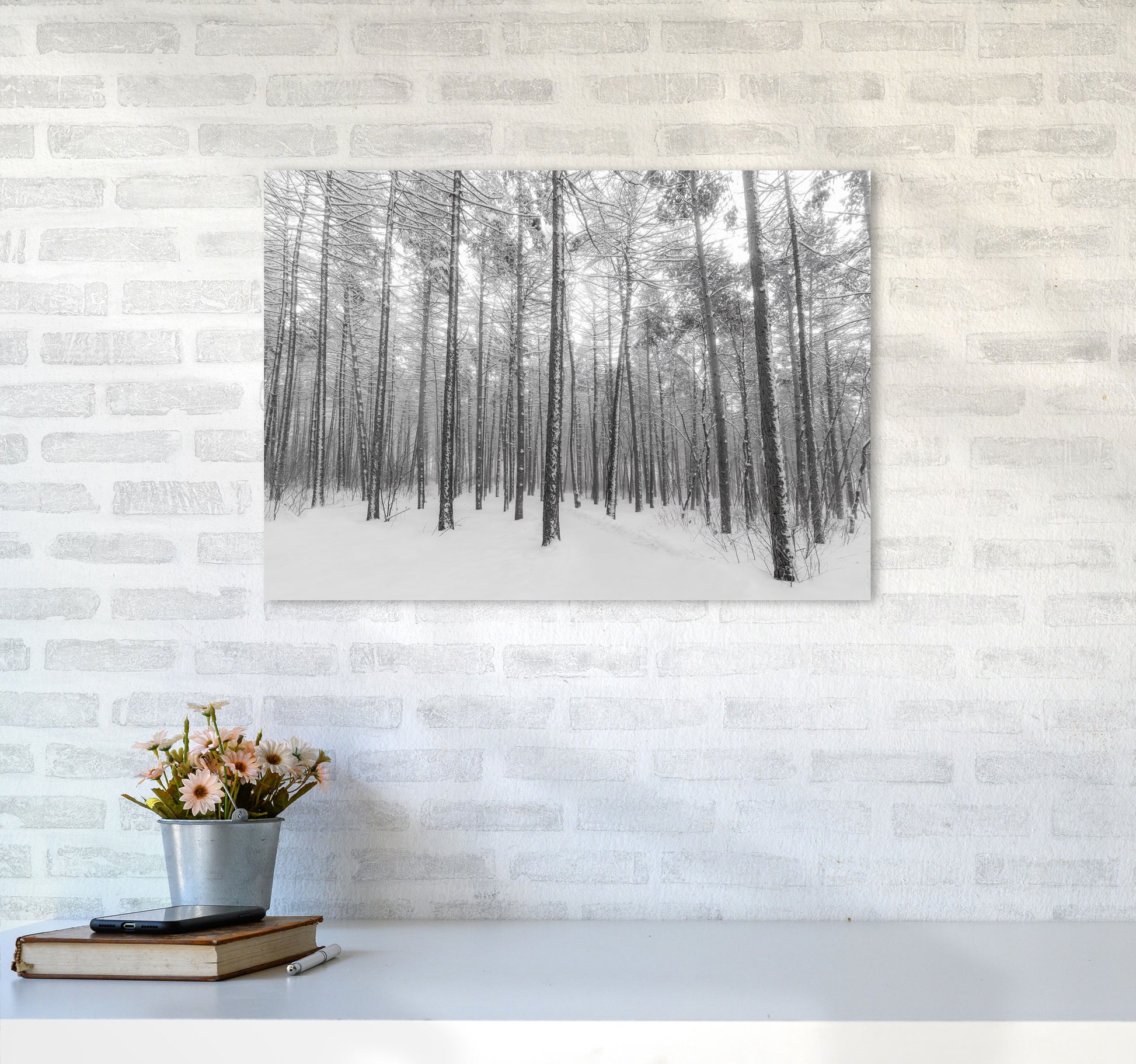 Let it snow forest Art Print by Seven Trees Design A2 Black Frame