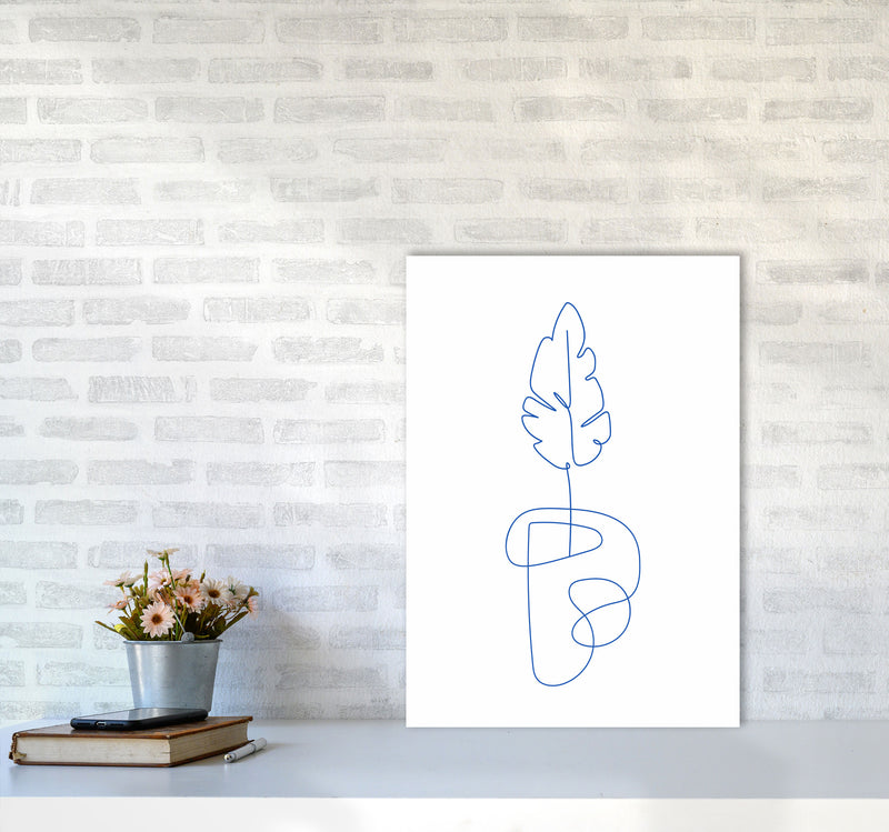 One Line Botanical Art Print by Seven Trees Design A2 Black Frame