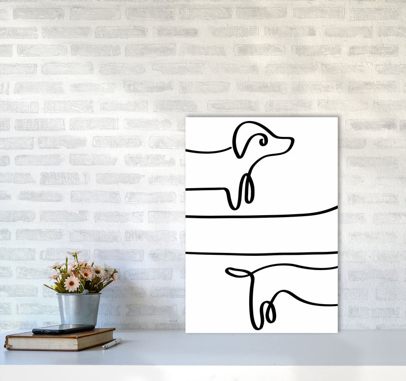 One Line dachshund Art Print by Seven Trees Design A2 Black Frame