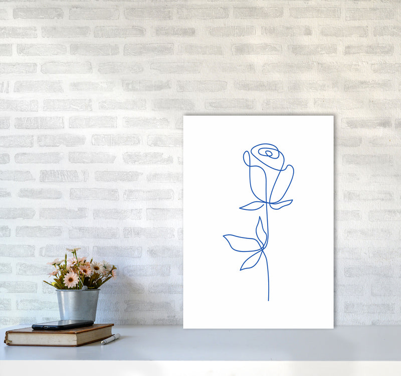 One Line Flower Art Print by Seven Trees Design A2 Black Frame