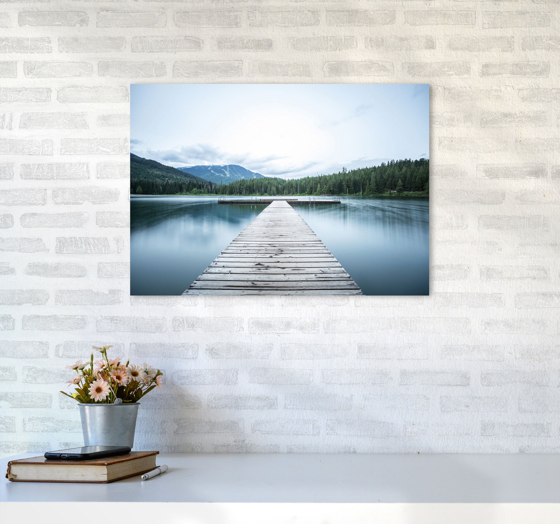 The Lake Art Print by Seven Trees Design A2 Black Frame