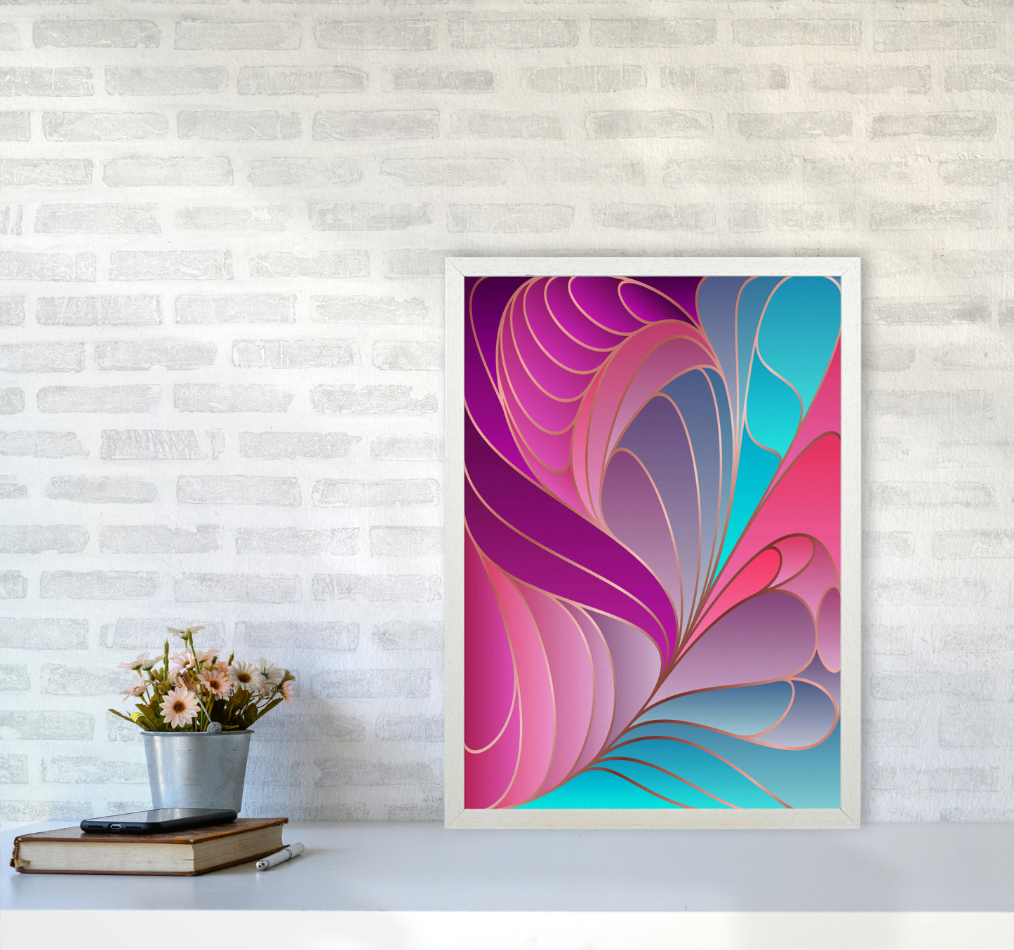 Colorful Art Deco II_ Art Print by Seven Trees Design A2 Oak Frame