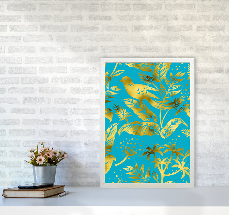 Gold Fauna Art Print by Seven Trees Design A2 Oak Frame