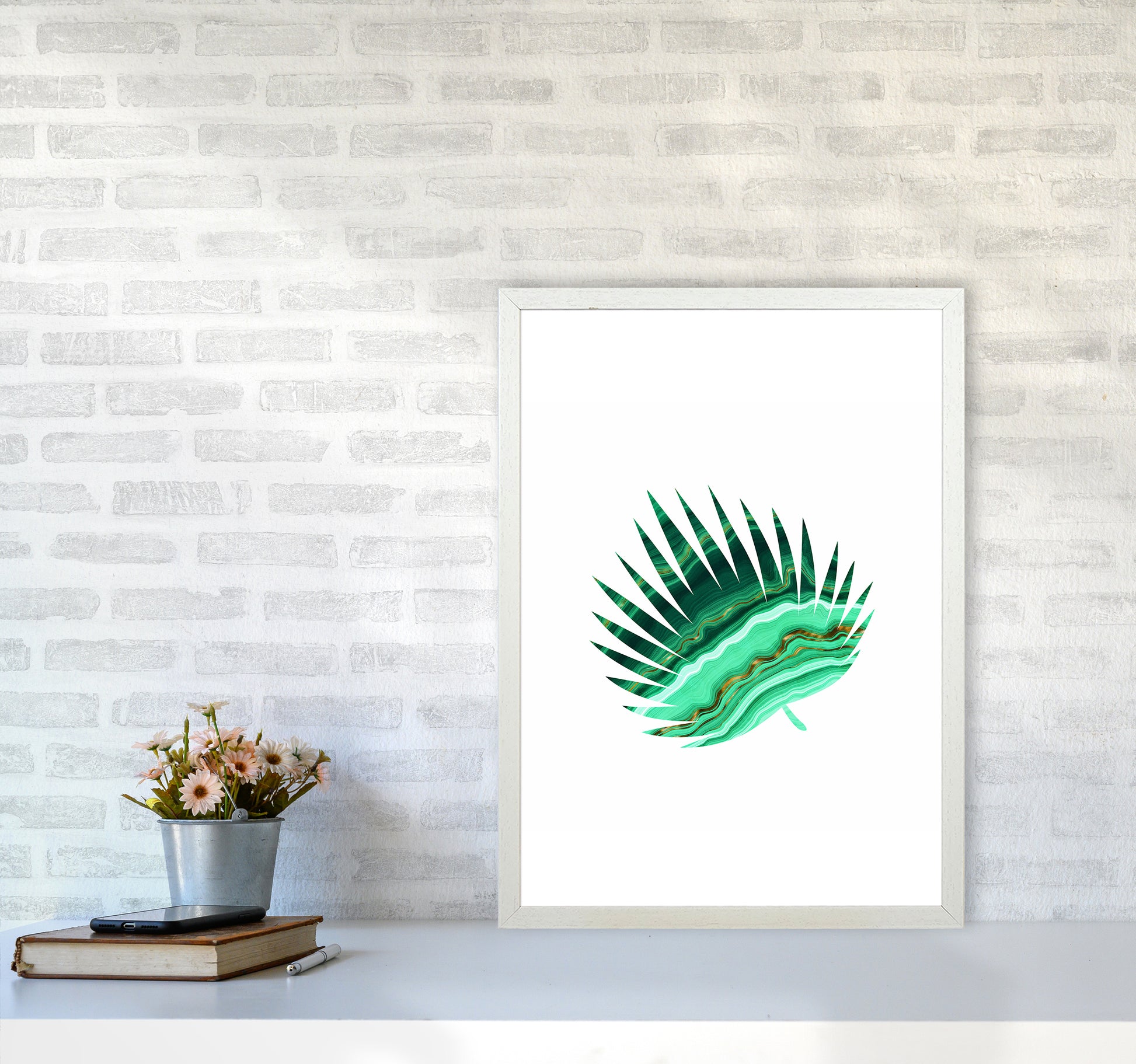 Green Marble Leaf II Art Print by Seven Trees Design
