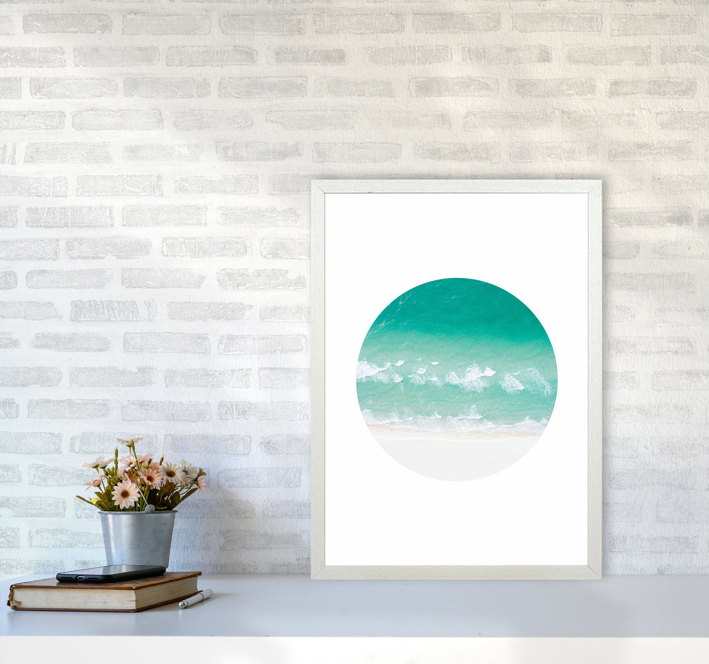 La Mar Beach Art Print by Seven Trees Design A2 Oak Frame