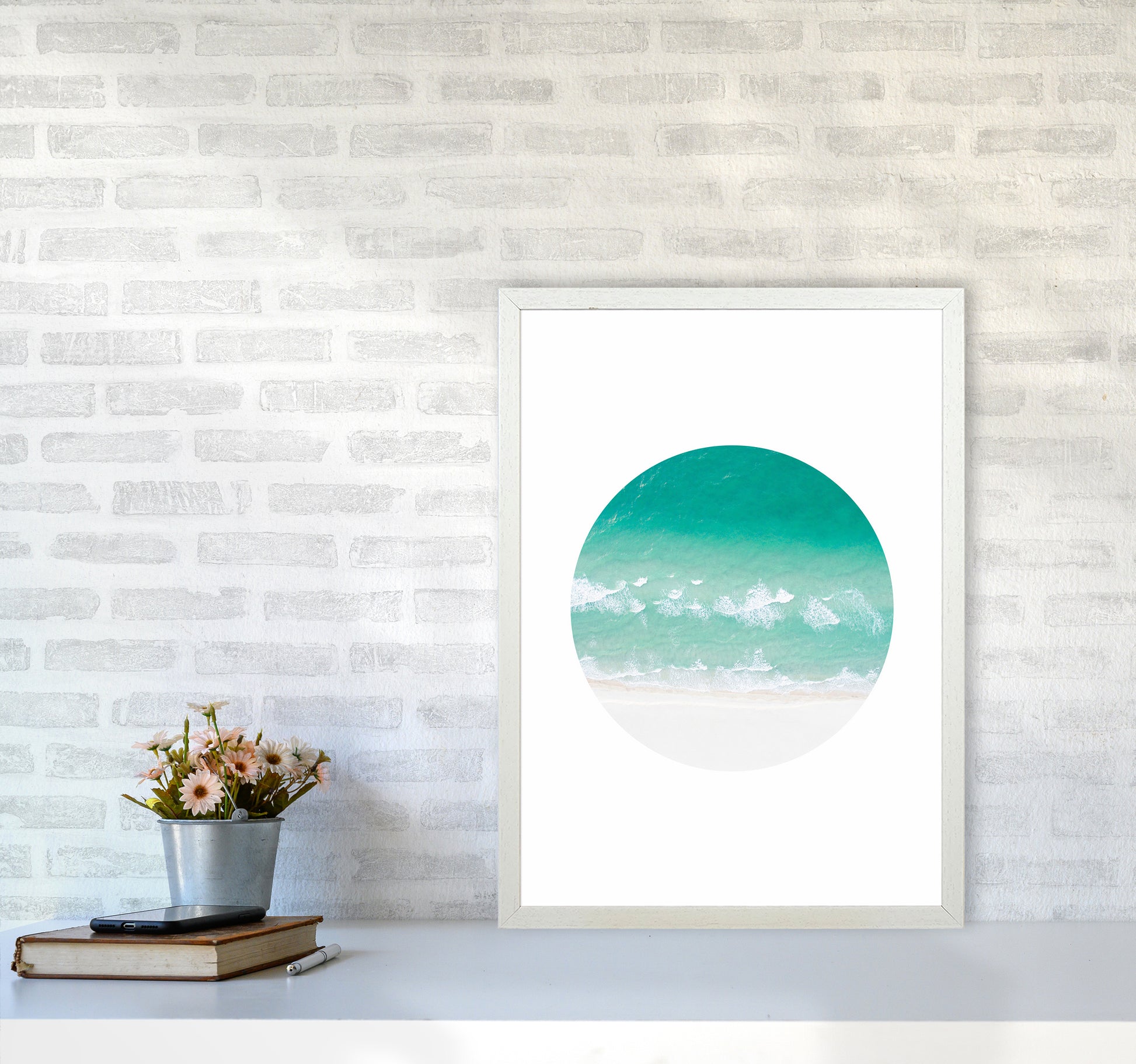 La Mar Beach Art Print by Seven Trees Design A2 Oak Frame
