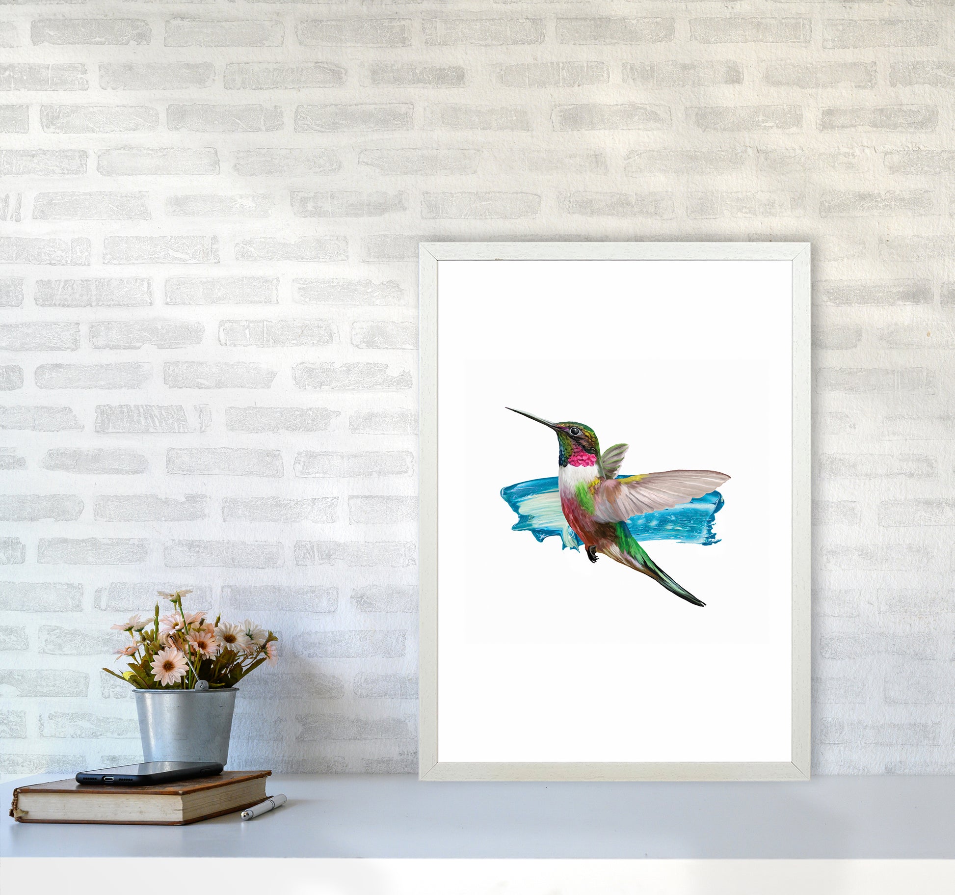 Modern Humingbird II Art Print by Seven Trees Design A2 Oak Frame