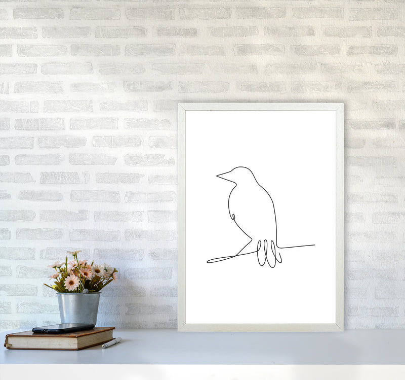 One Line Bird II Art Print by Seven Trees Design A2 Oak Frame