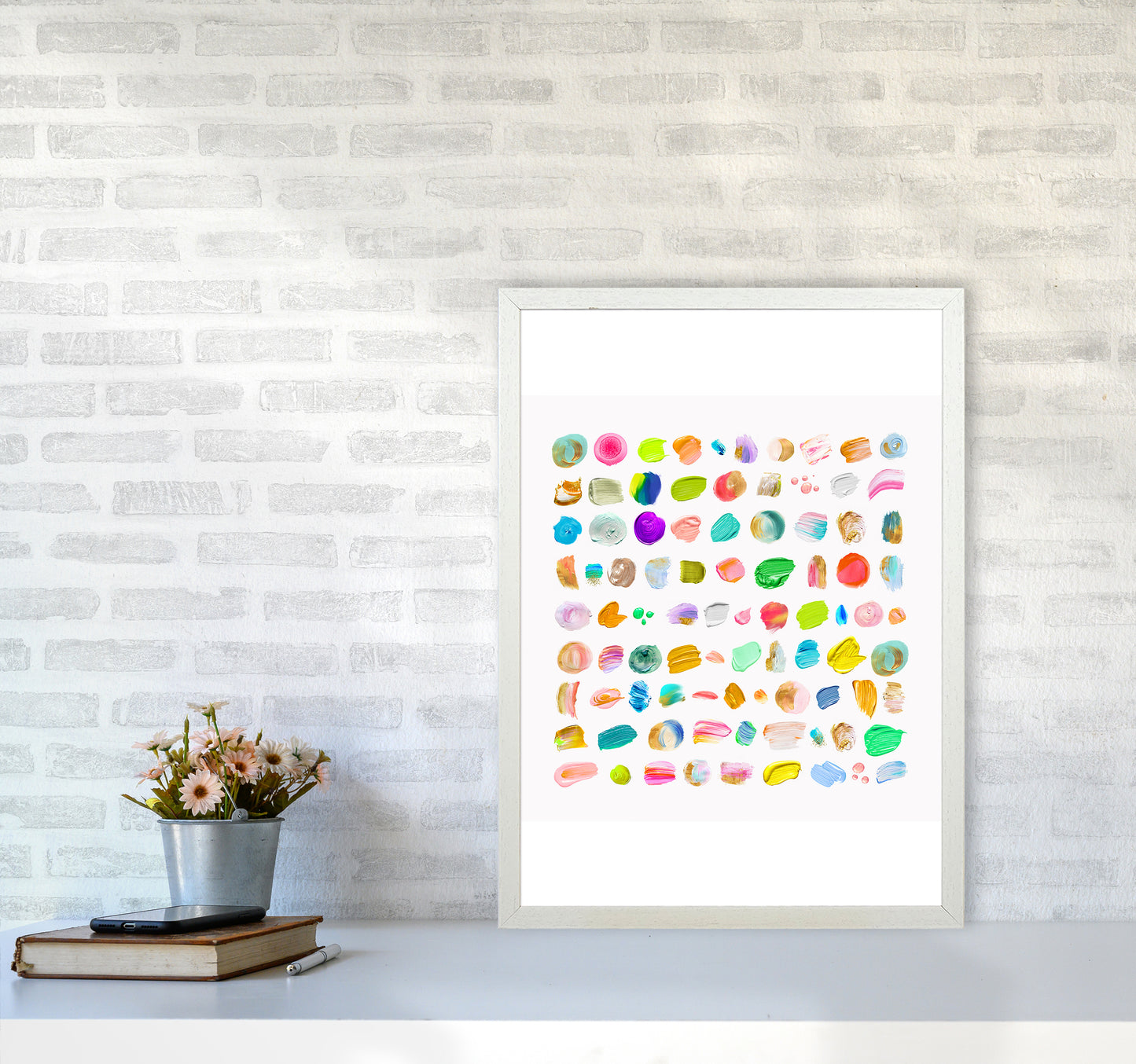 Painting Paradise Abstract Art Print by Seven Trees Design A2 Oak Frame
