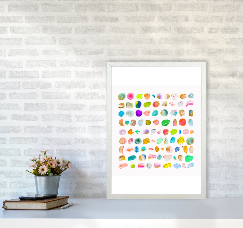 Painting Paradise Abstract Art Print by Seven Trees Design A2 Oak Frame