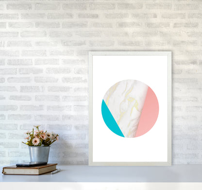 Pink Marble Circle I Abstract Art Print by Seven Trees Design A2 Oak Frame