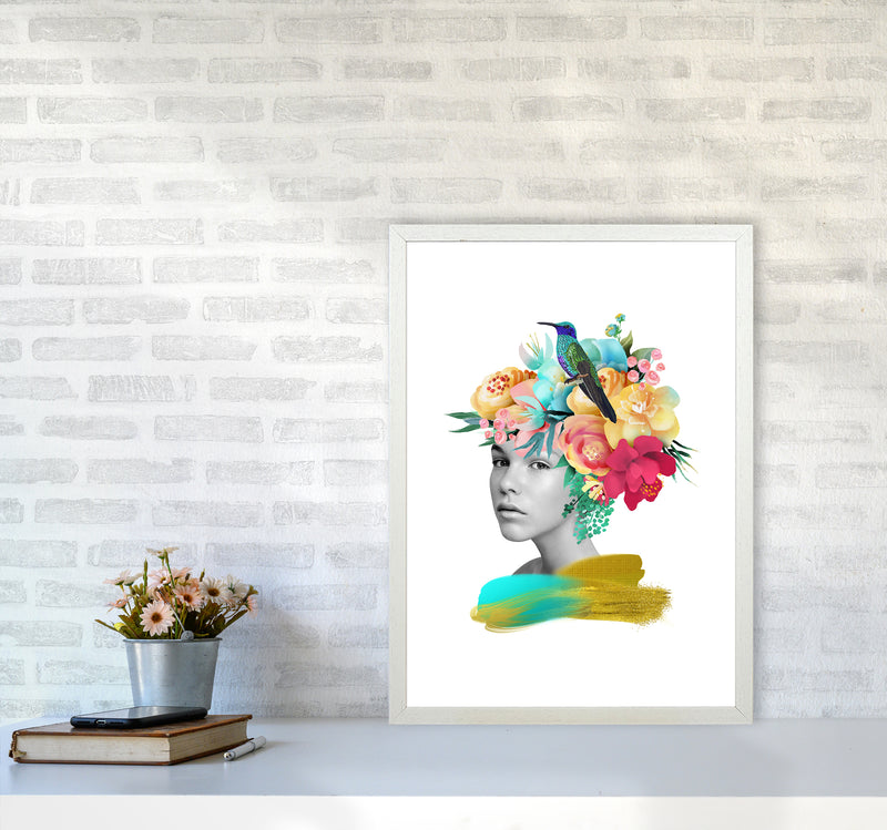 The Girl And The Paradise Art Print by Seven Trees Design A2 Oak Frame