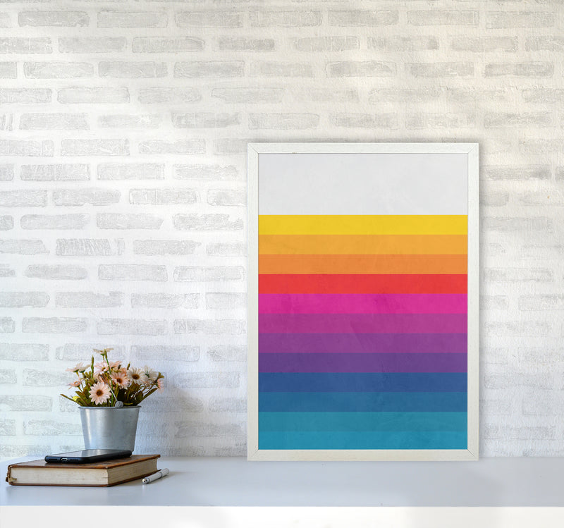 Vintage Retro Lines Art Print by Seven Trees Design A2 Oak Frame