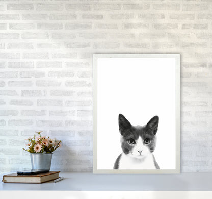 Watercolor Cat Art Print by Seven Trees Design A2 Oak Frame