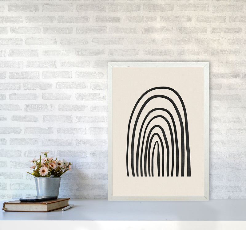 Black Watercolor Rainbow Art Print by Seven Trees Design A2 Oak Frame