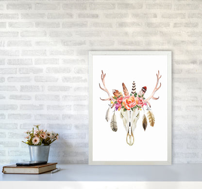 Boho cow skull Art Print by Seven Trees Design A2 Oak Frame