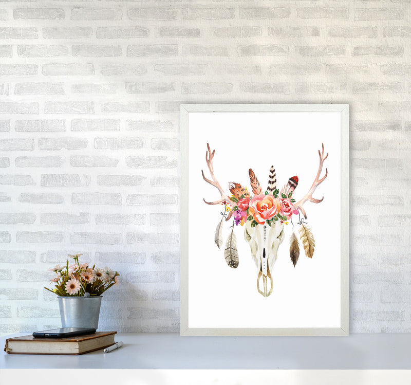 Boho cow skull Art Print by Seven Trees Design A2 Oak Frame