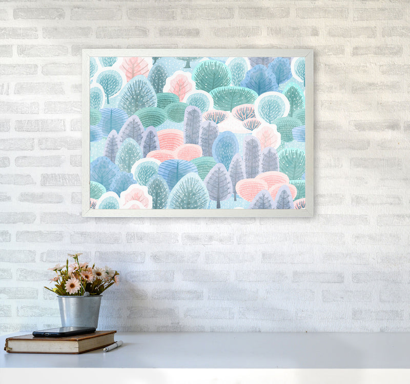Happy Forest Art Print by Seven Trees Design A2 Oak Frame