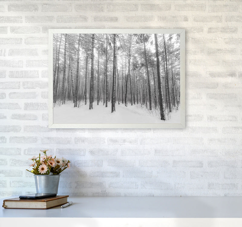 Let it snow forest Art Print by Seven Trees Design A2 Oak Frame