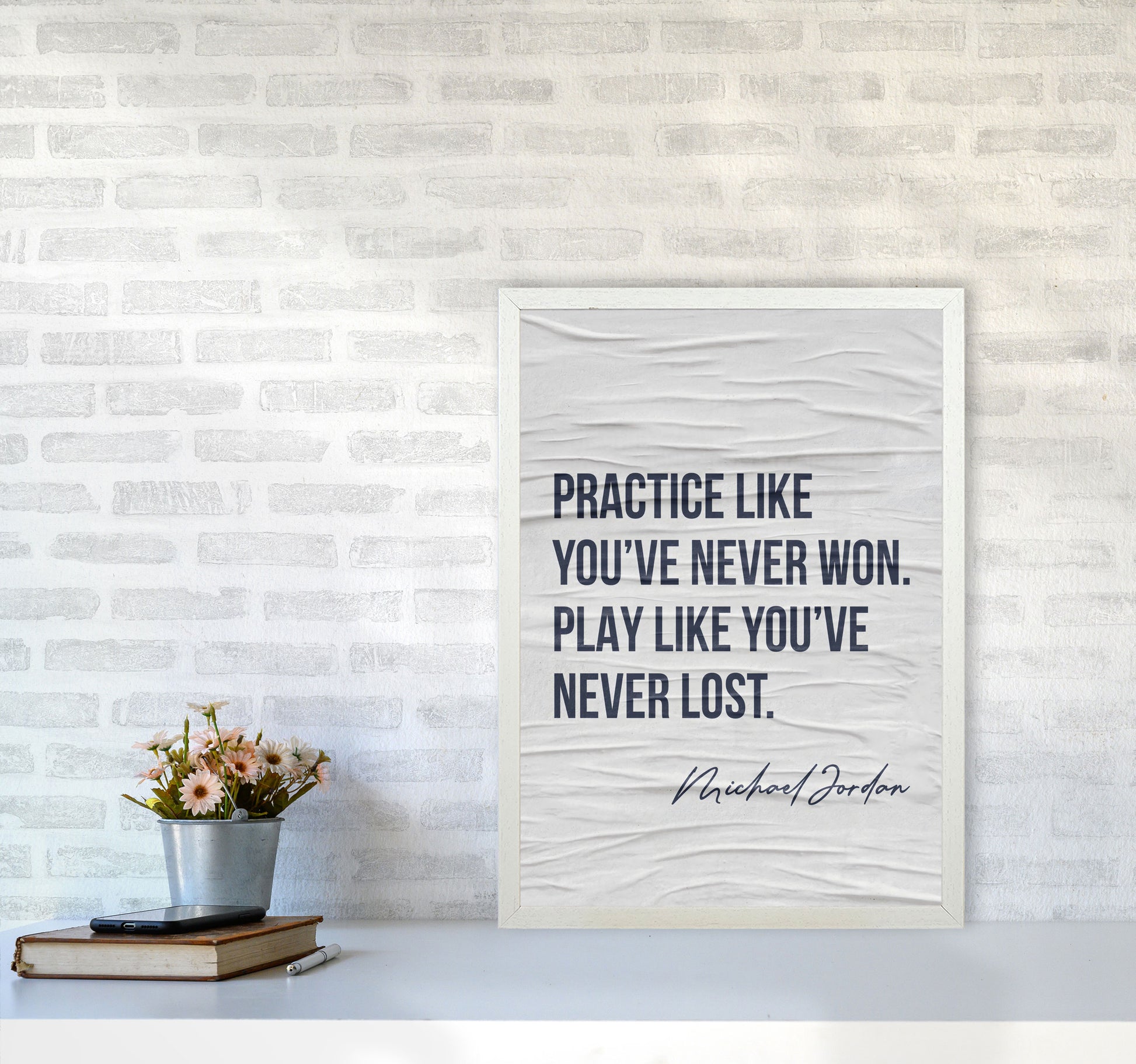 Michael Jordan Quote Art Print by Seven Trees Design A2 Oak Frame