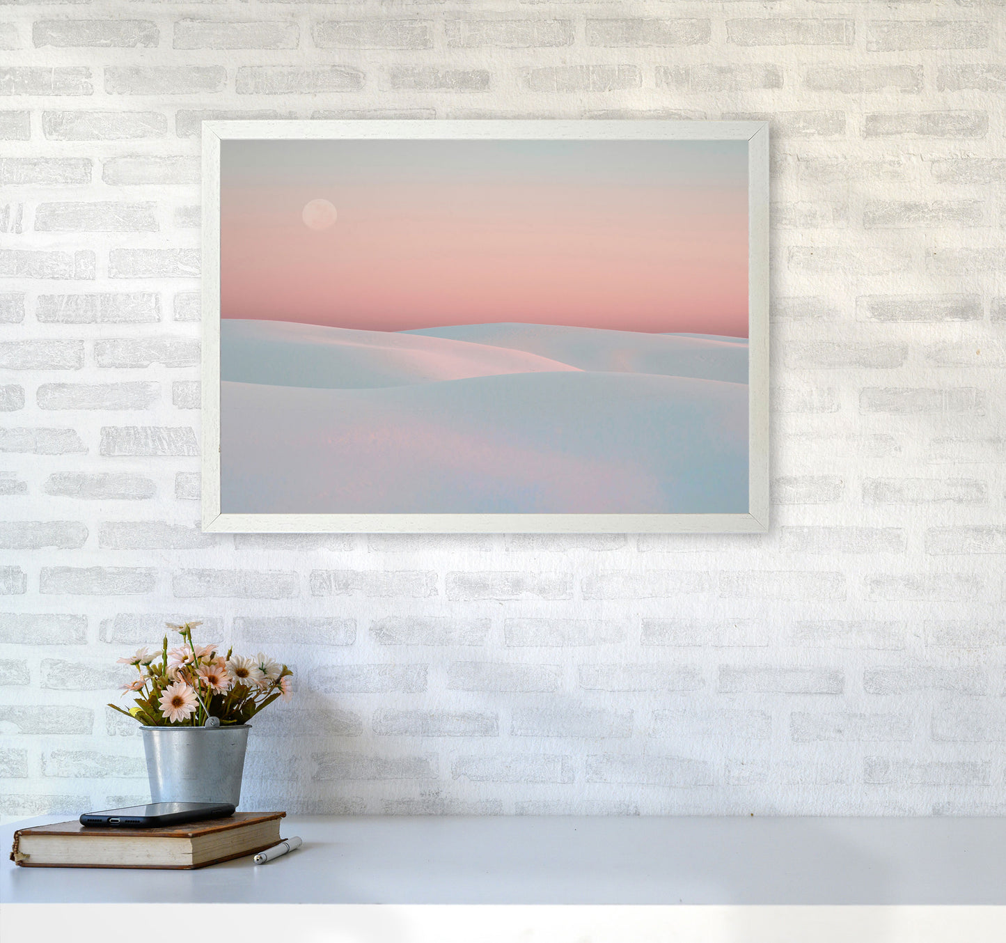 Moon And Dunes Art Print by Seven Trees Design A2 Oak Frame