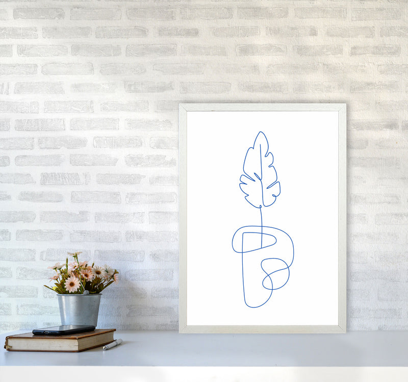 One Line Botanical Art Print by Seven Trees Design A2 Oak Frame