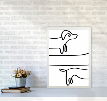 One Line dachshund Art Print by Seven Trees Design A2 Oak Frame