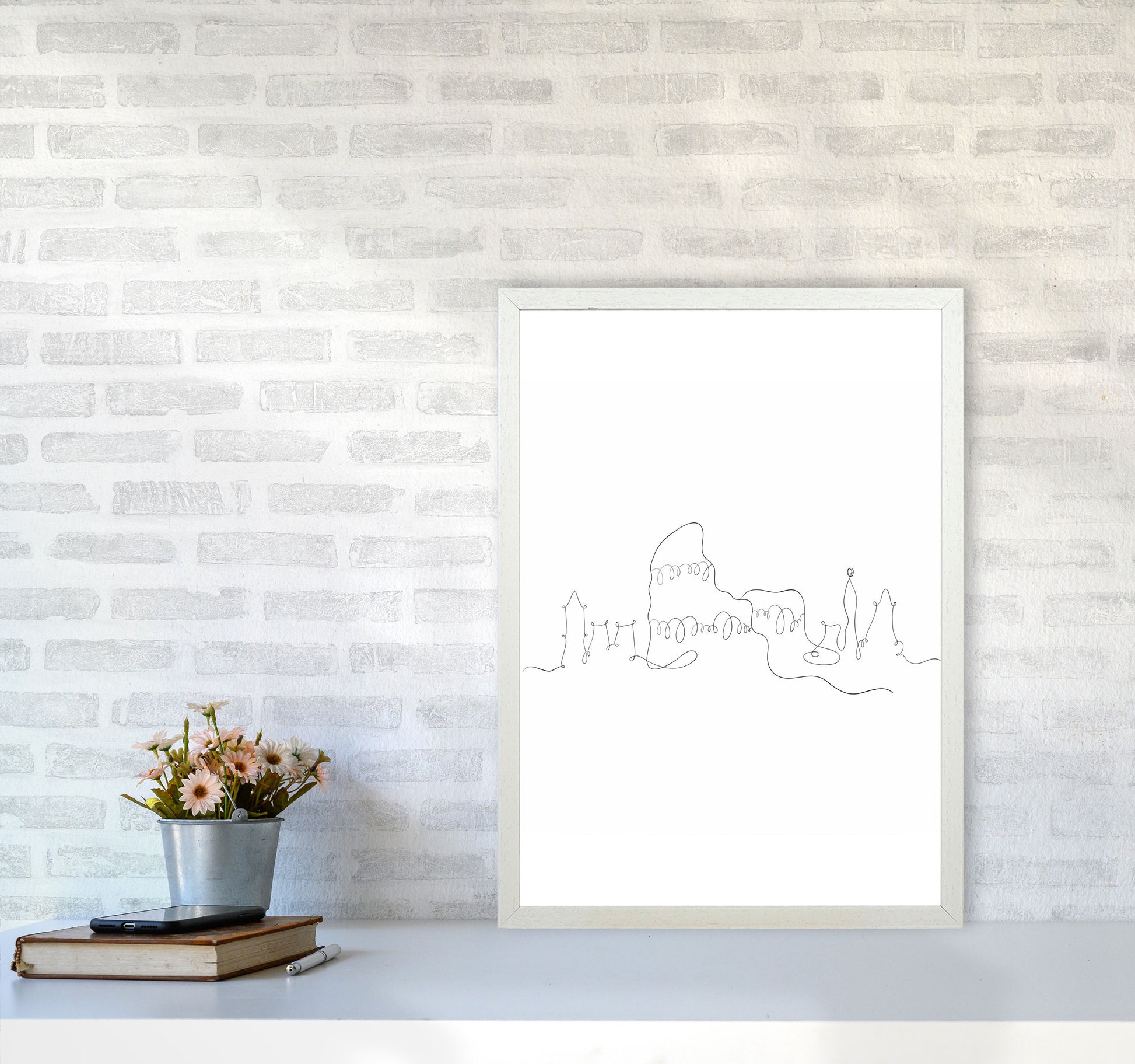 One Line Rome Art Print by Seven Trees Design A2 Oak Frame