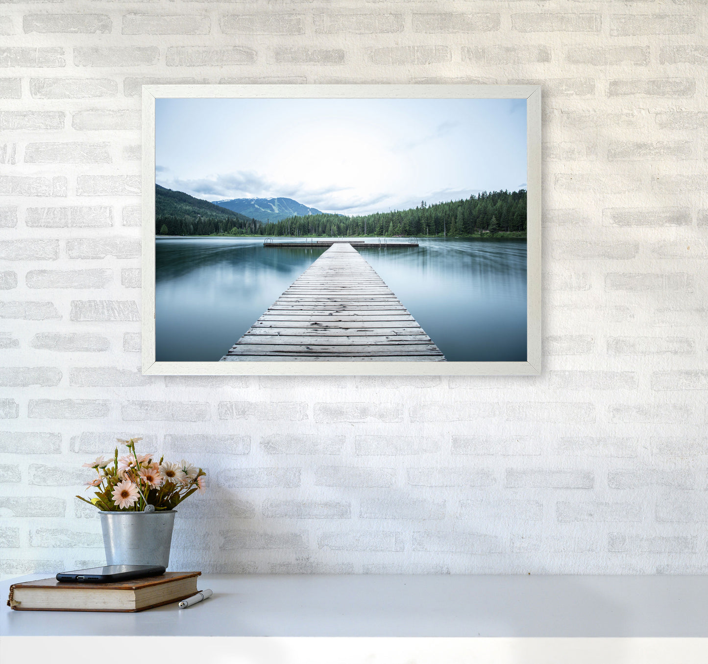 The Lake Art Print by Seven Trees Design A2 Oak Frame