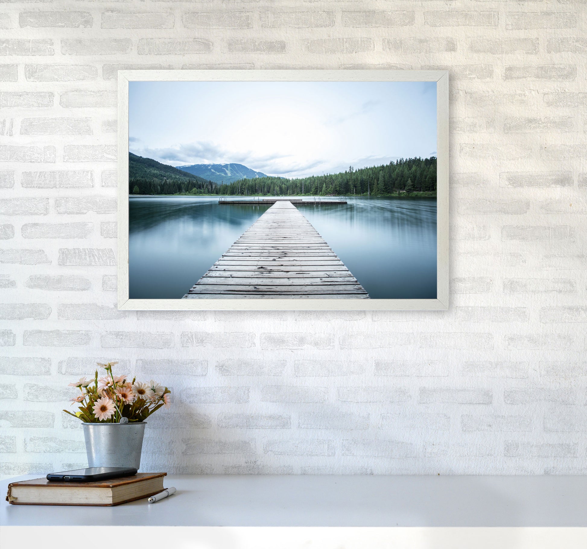 The Lake Art Print by Seven Trees Design A2 Oak Frame