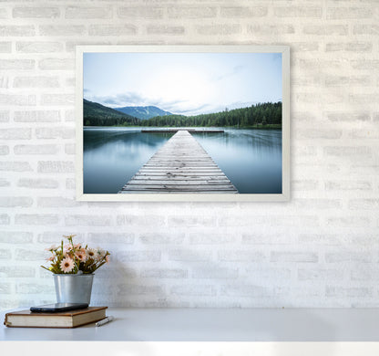 The Lake Art Print by Seven Trees Design A2 Oak Frame
