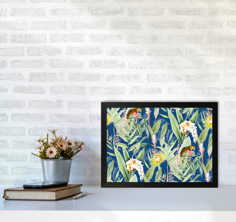 Leopard & Flowers Art Print by Seven Trees Design A3 White Frame