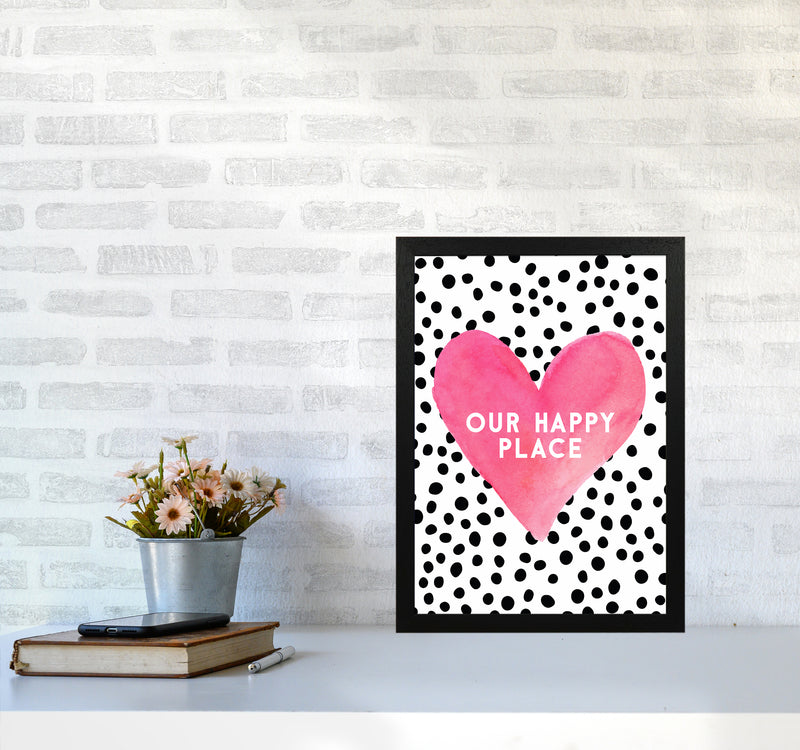 Our Happy Place Quote Art Print by Seven Trees Design A3 White Frame