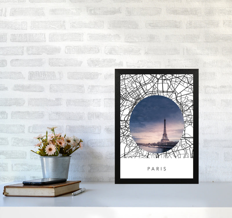 Paris Streets Collage Art Print by Seven Trees Design A3 White Frame