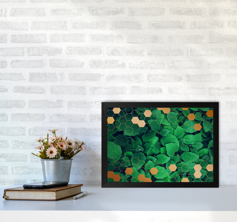 Polygonal Gold Leaves Art Print by Seven Trees Design A3 White Frame