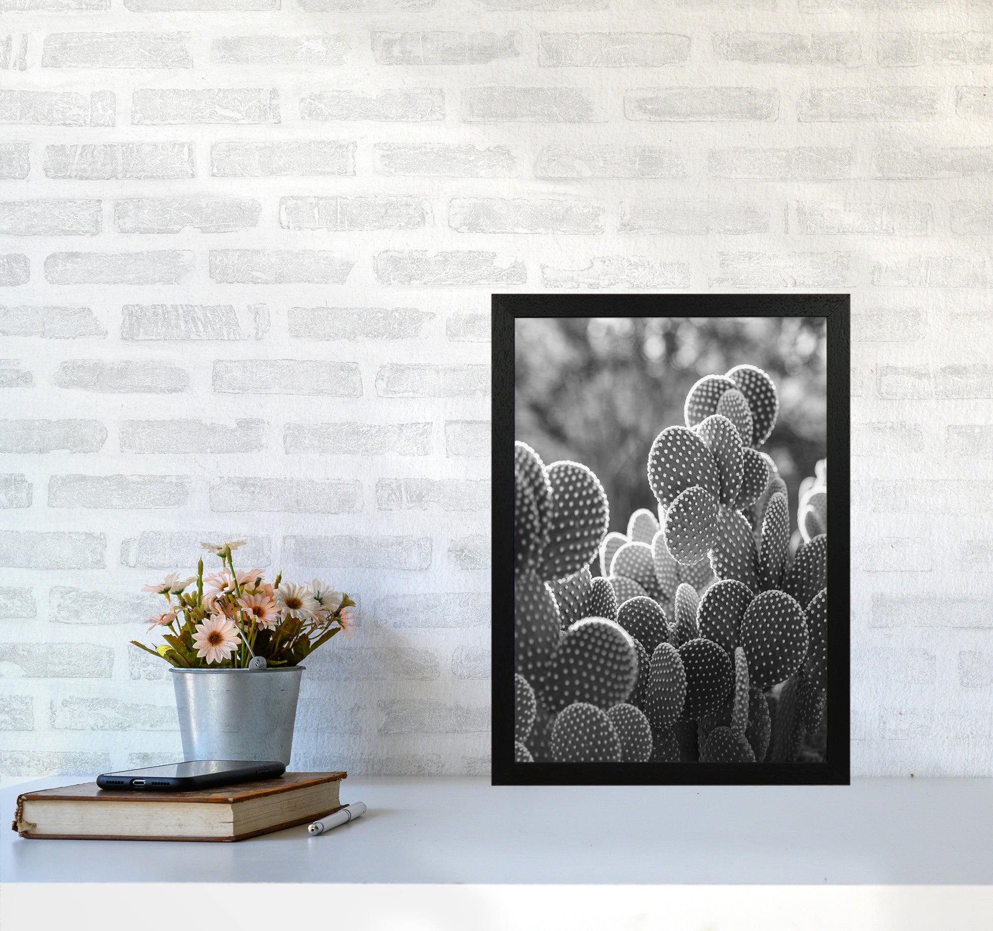 The Cacti Cactus B&W Art Print by Seven Trees Design