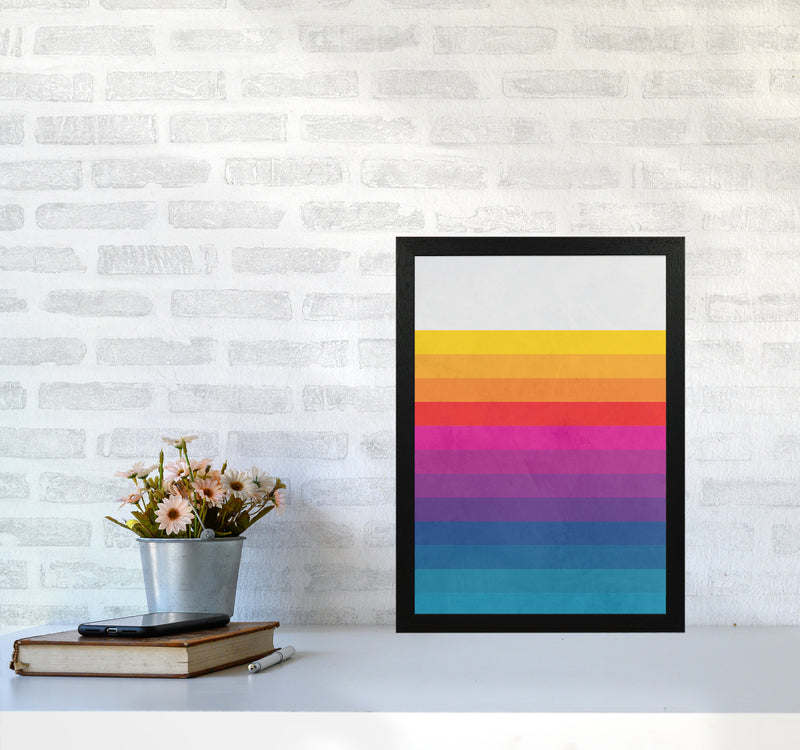 Vintage Retro Lines Art Print by Seven Trees Design A3 White Frame