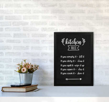 Kitchen rules Art Print by Seven Trees Design A3 White Frame