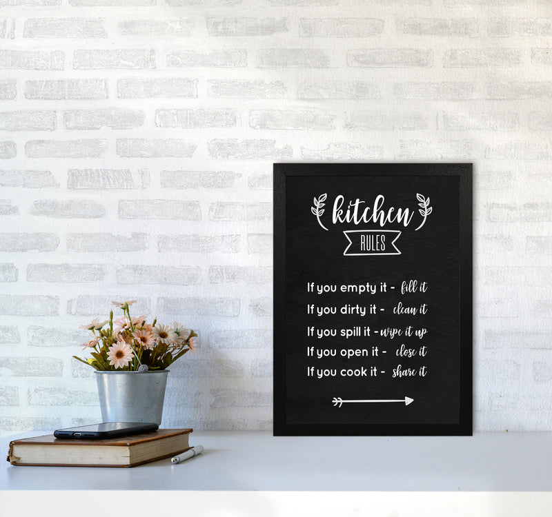 Kitchen rules Art Print by Seven Trees Design A3 White Frame