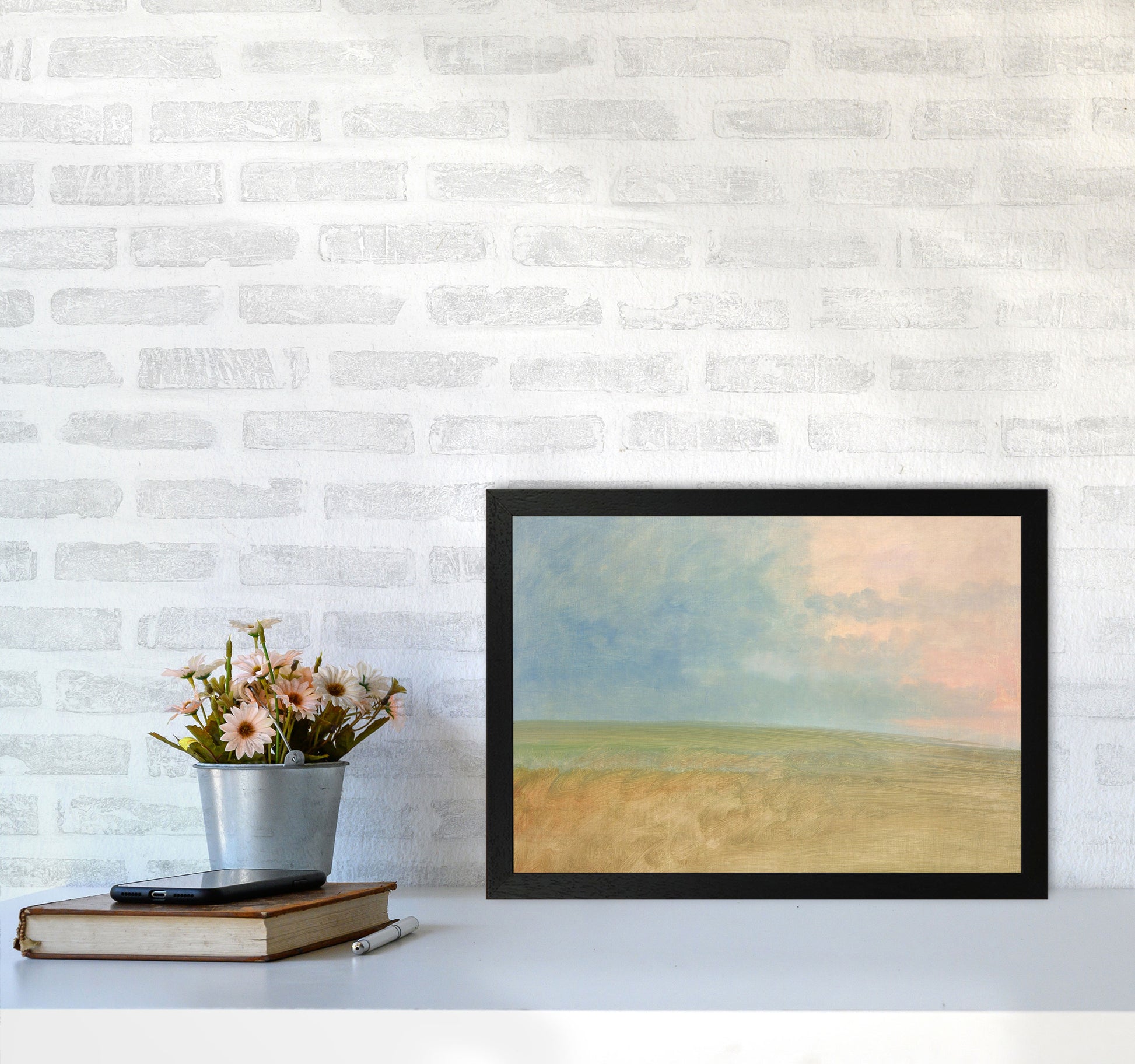 Peaceful Field Art Print by Seven Trees Design A3 White Frame