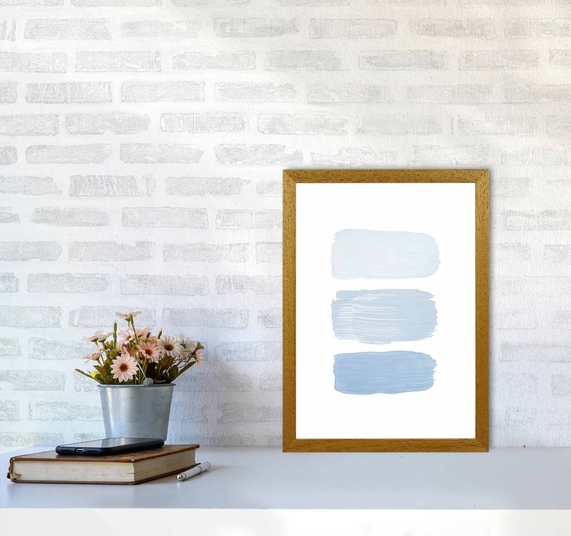 The Blue Strokes Abstract Art Print by Seven Trees Design A3 Print Only